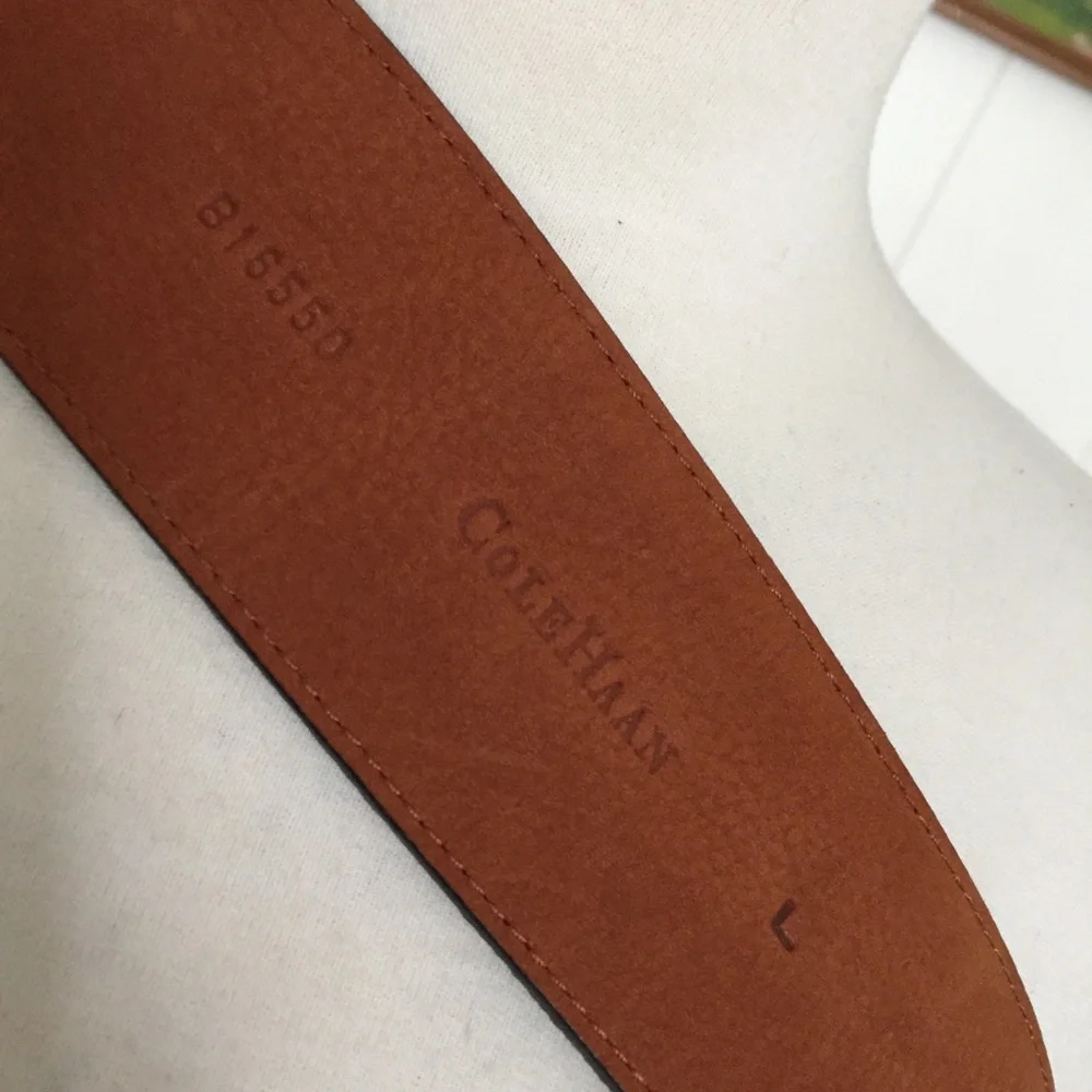 Cole Haan Brown Suede Belt with Crocodile-Embossed Buckle - Picture 5 of 8